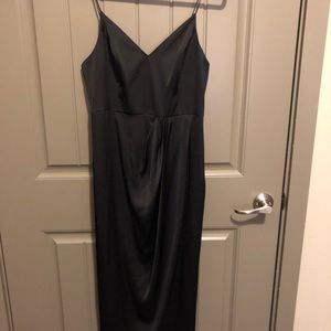 EXPRESS Satin Faux Wrap Maxi Dress - Black